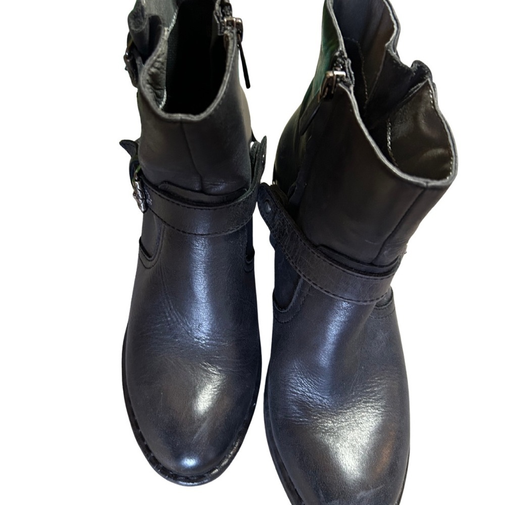 Bussola Black Leather Ankle Boots Block Heel Buckle Zipper Comfort | EU 38 - Picture 5 of 12